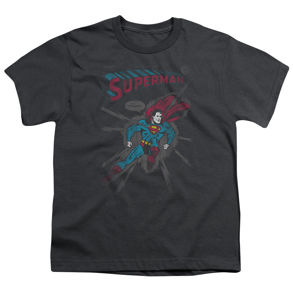 Superman It Tickles Licensed Kid's T-Shirt (Ages 4-7) XS-XL