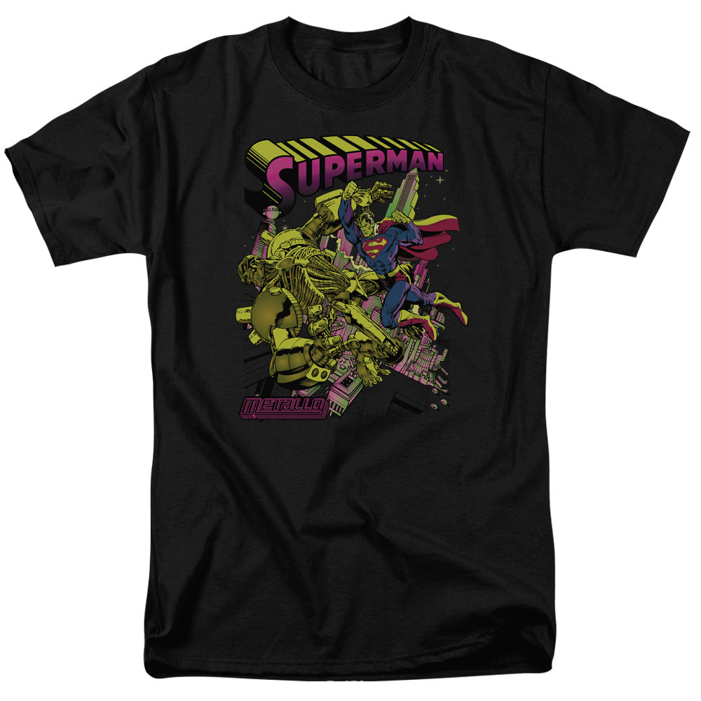 Superman Versus Metallo Blacklight Licensed Adult Unisex T-Shirt Regular Fit Tee