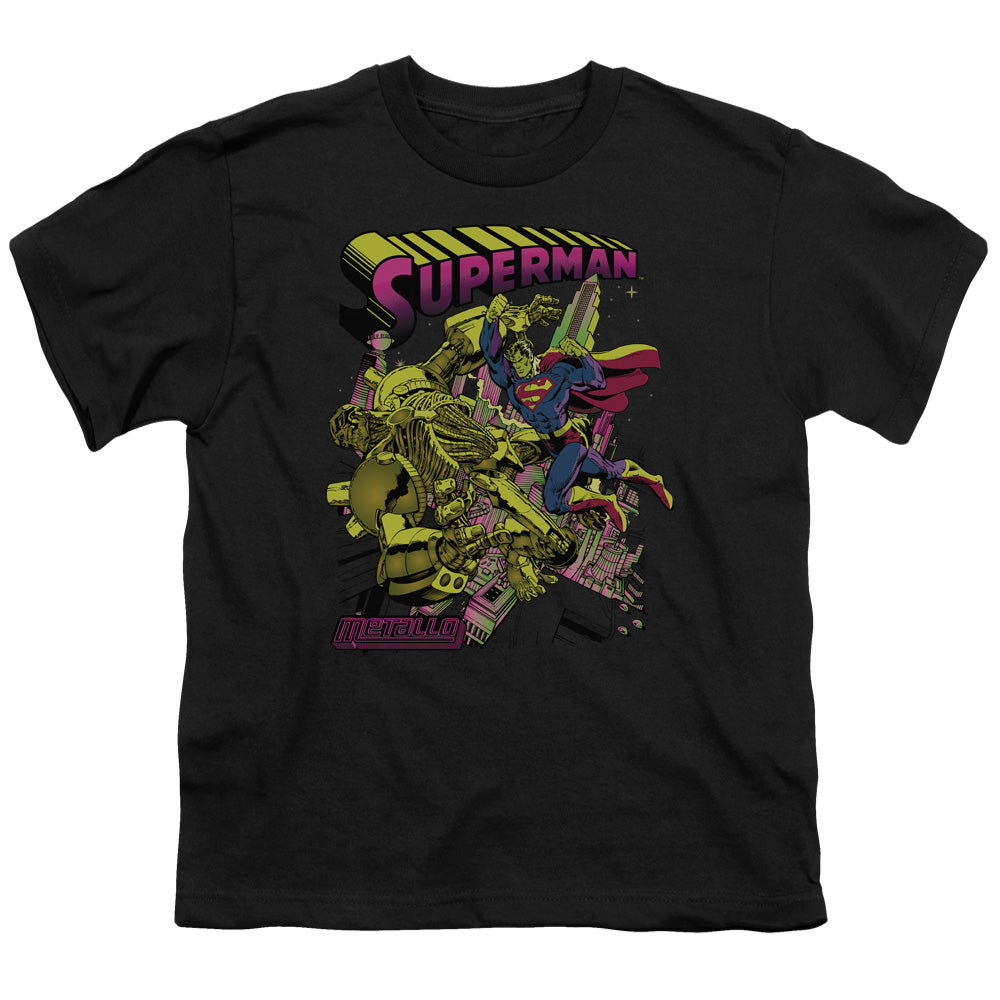 Superman Versus Metallo Blacklight Licensed Kid's T-Shirt (Ages 4-7) XS-XL