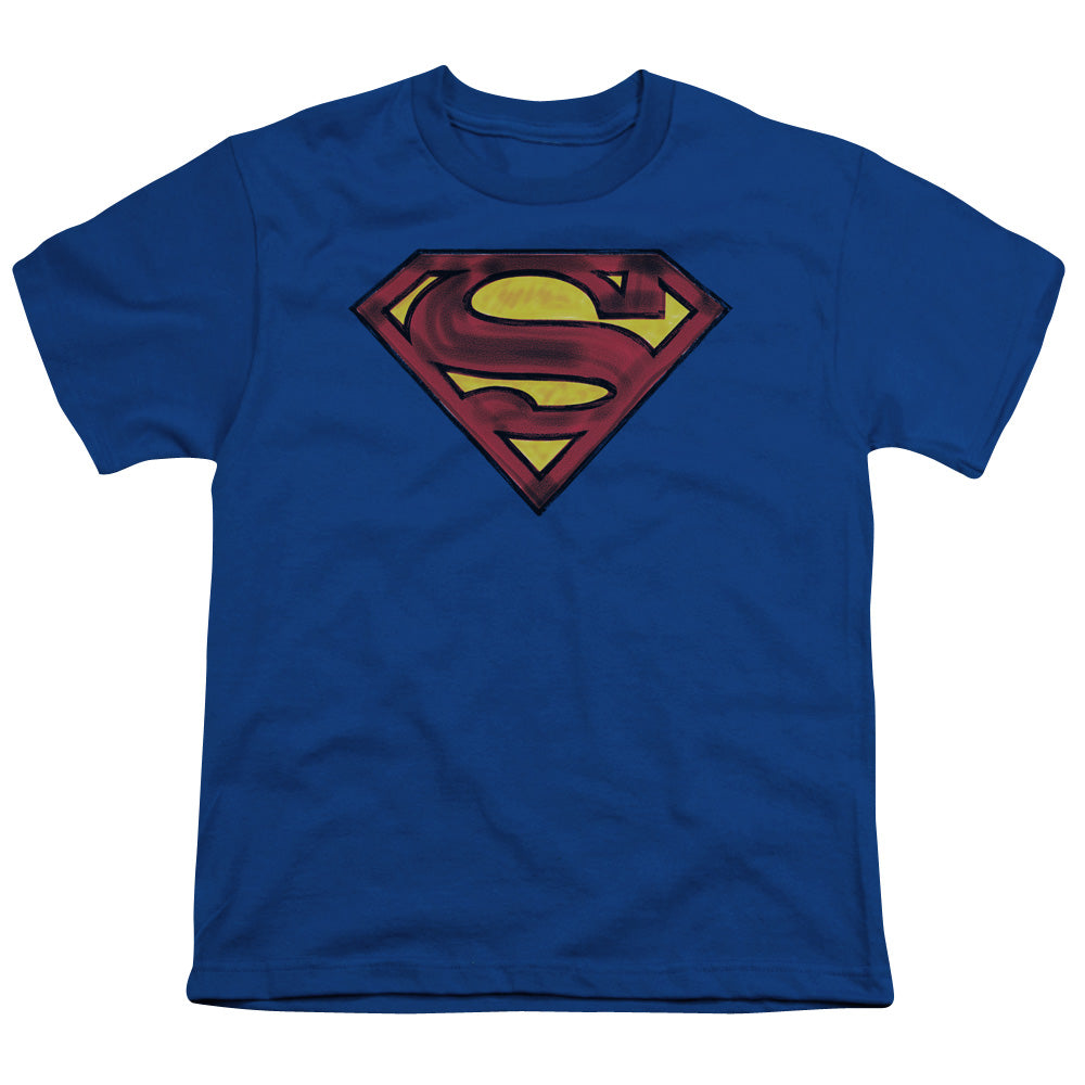 Superman Charcoal Shield Licensed Kid's T-Shirt (Ages 4-7) XS-XL