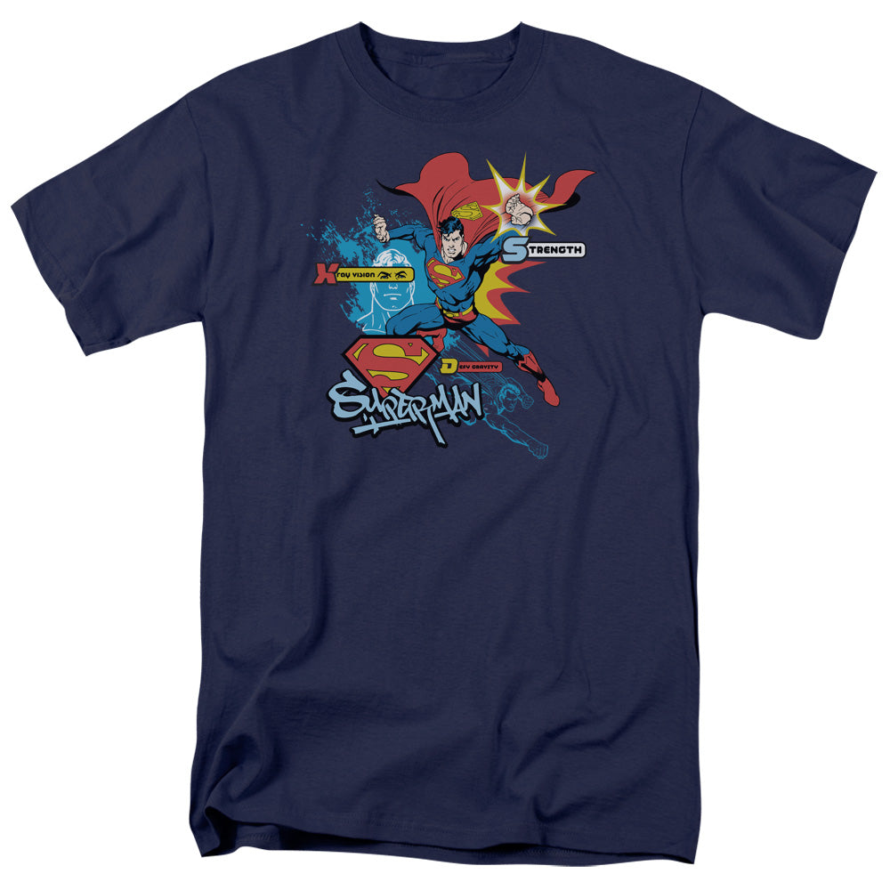 Superman Abilities Licensed Adult Unisex T-Shirt Regular Fit Tee SM-3X