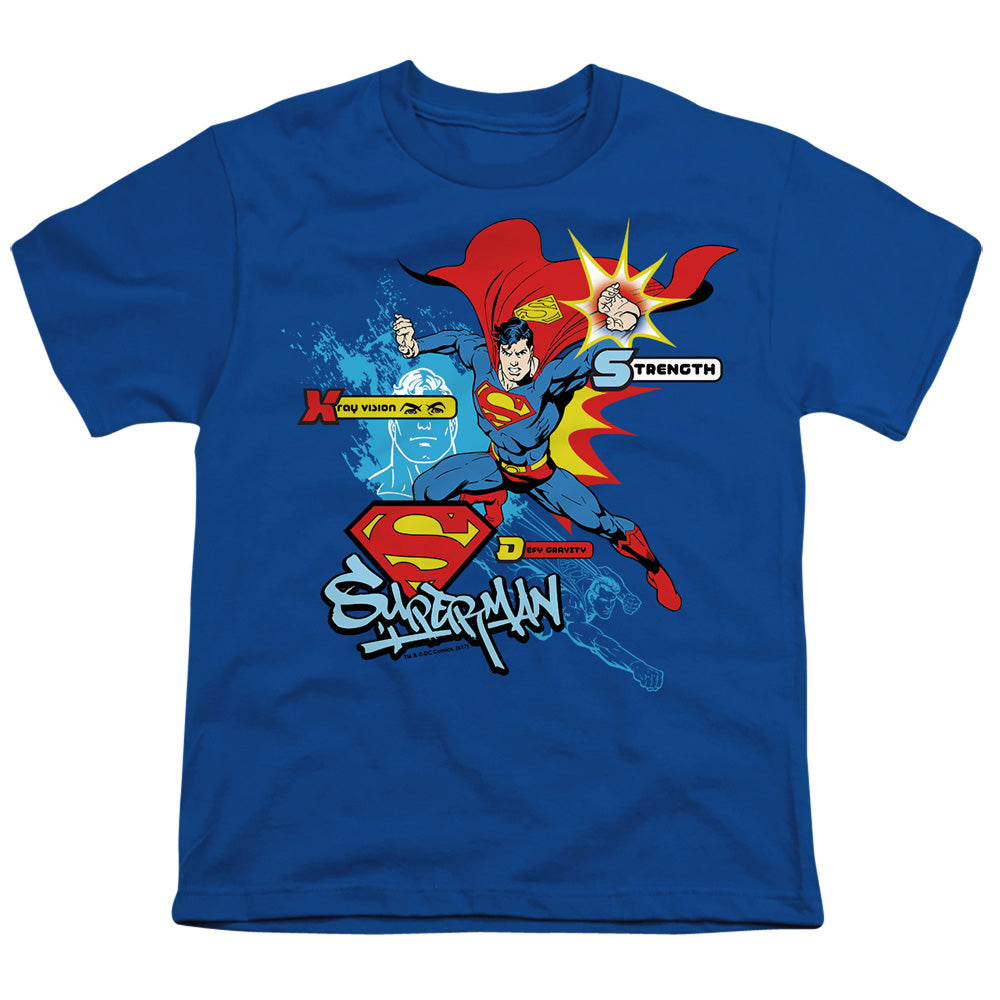 Superman Abilities Licensed Kid's T-Shirt (Ages 4-7) XS-XL