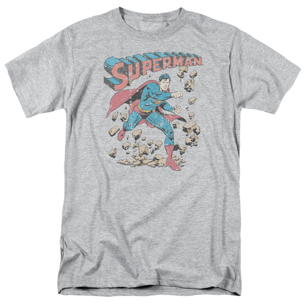 Superman Mad At Rocks Licensed Adult Unisex T-Shirt Regular Fit Tee SM-2X