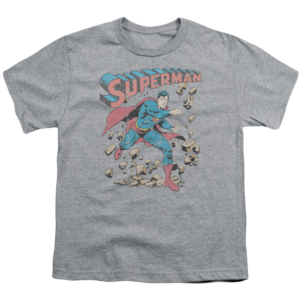 Superman Mad At Rocks Licensed Kid's T-Shirt (Ages 4-7) XS-LG