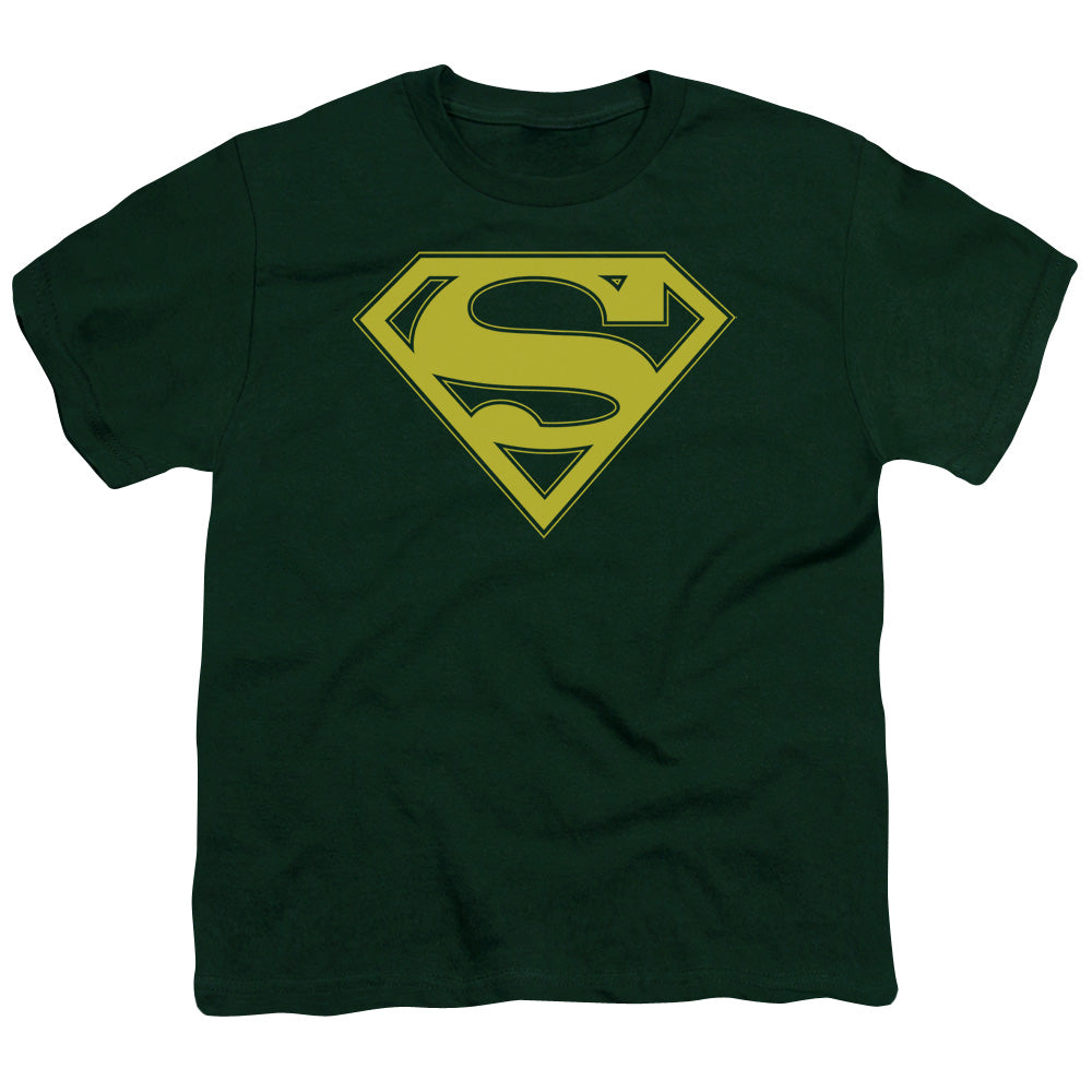 Superman Yellow & Green Shield Licensed Kid's T-Shirt (Ages 4-7) LG