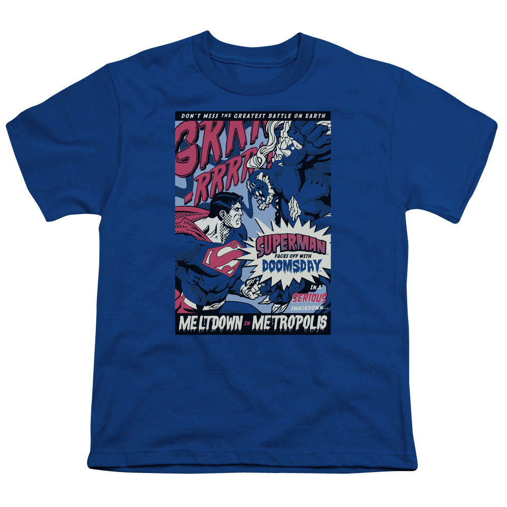 Superman Meltdown Licensed Kid's T-Shirt (Ages 4-7) SM-XL