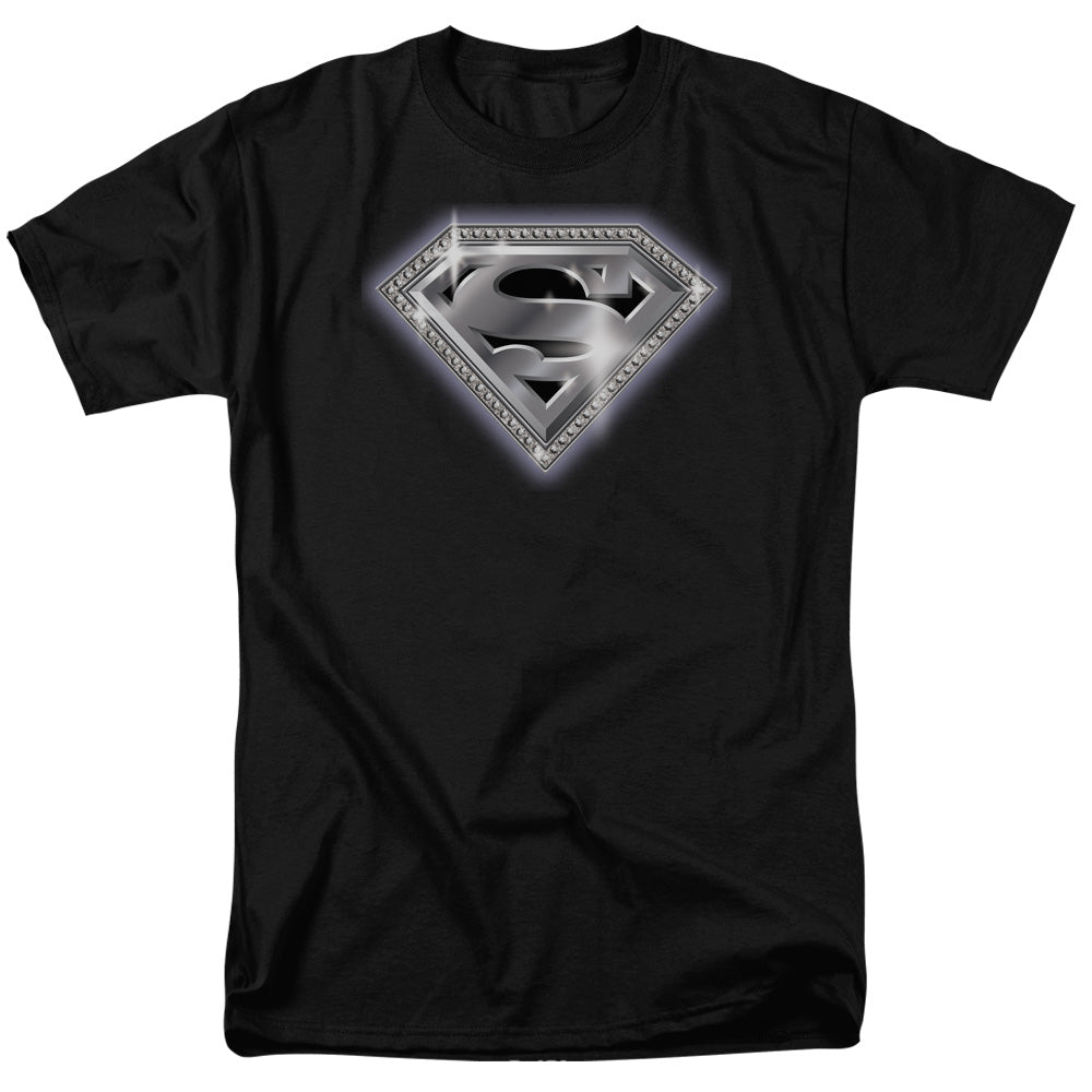 Superman Bling Shield Licensed Adult Unisex T-Shirt Regular Fit Tee SM-3X