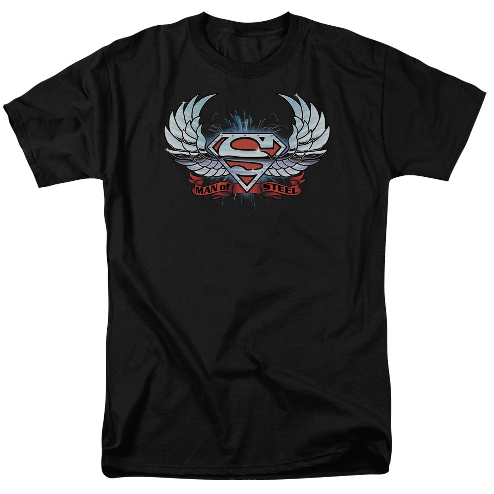 Superman Chrome Wings Shield Licensed Adult Unisex T-Shirt Regular Fit Tee SM-3X