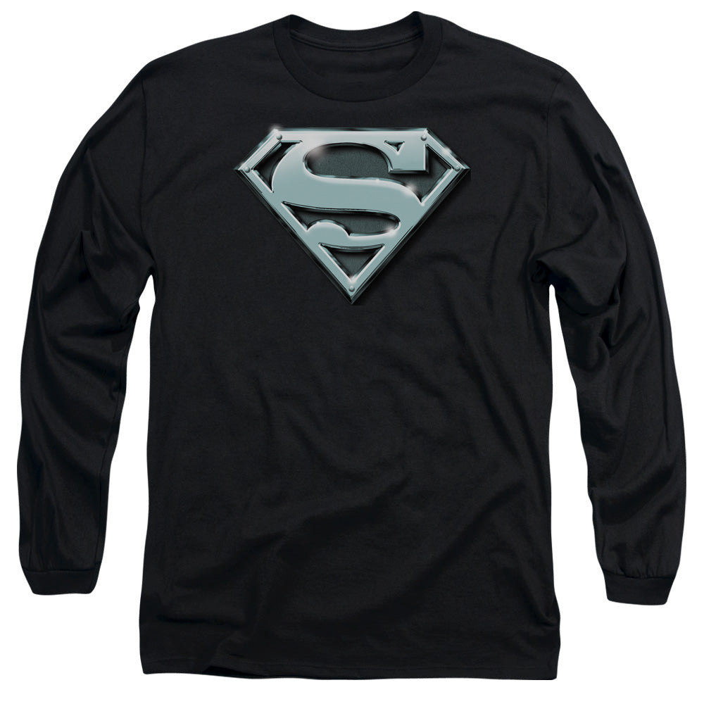 Superman Chrome Shield Licensed Adult Unisex Long Sleeve T-Shirt SM-3X