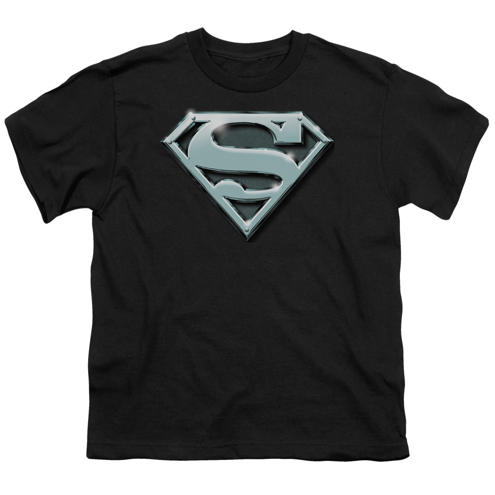 Superman Chrome Shield Licensed Kid's T-Shirt (Ages 4-7) XS-XL