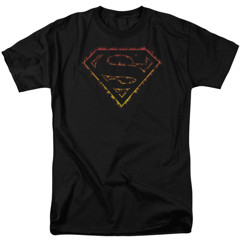 Superman Flame Outlined Logo Licensed Adult Unisex T-Shirt Regular Fit Tee SM-3X