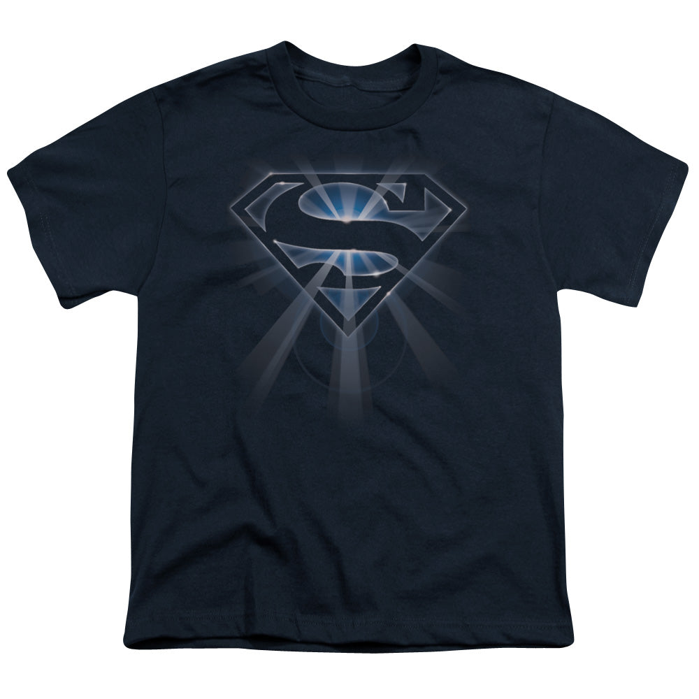 Superman Glowing Shield Licensed Kid's T-Shirt (Ages 4-7) SM-XL