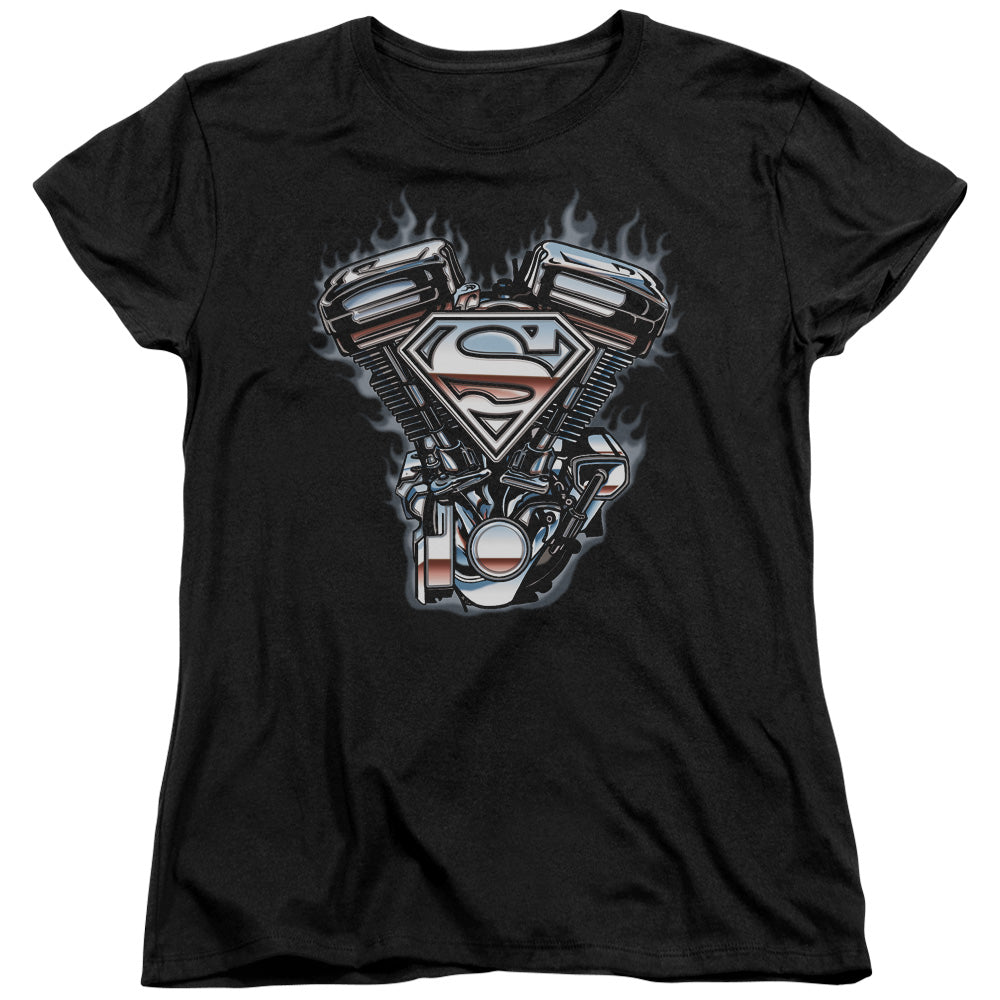 Superman V Twin Logo Licensed Women's T-Shirt Regular Fit SM