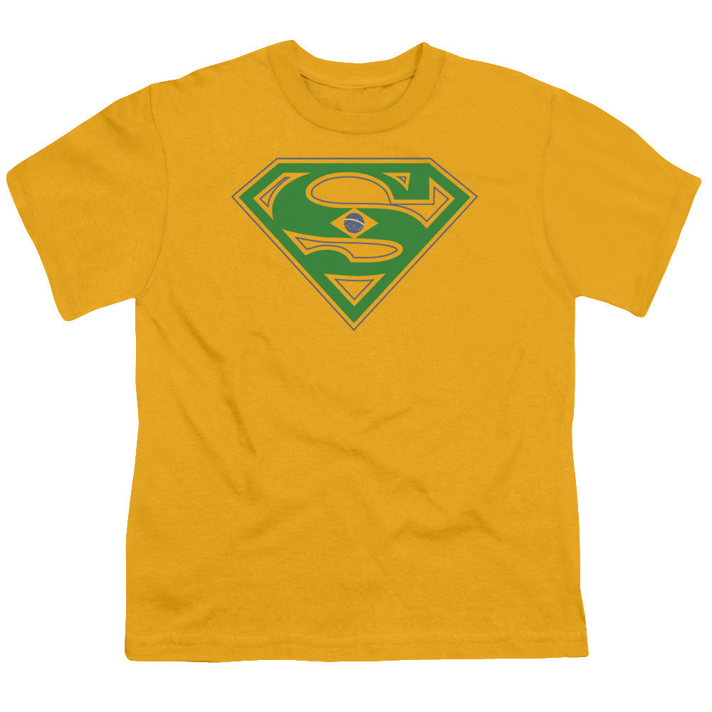 Superman Brazil Shield Licensed Kid's T-Shirt (Ages 4-7) XS-LG