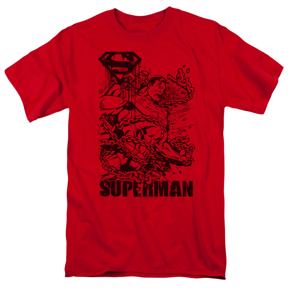 Superman Breaking Chains Licensed Adult Unisex T-Shirt Regular Fit Tee SM-3X