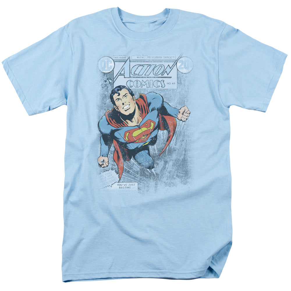 Superman Action #419 Distress Licensed Adult Unisex T-Shirt Regular Fit Tee