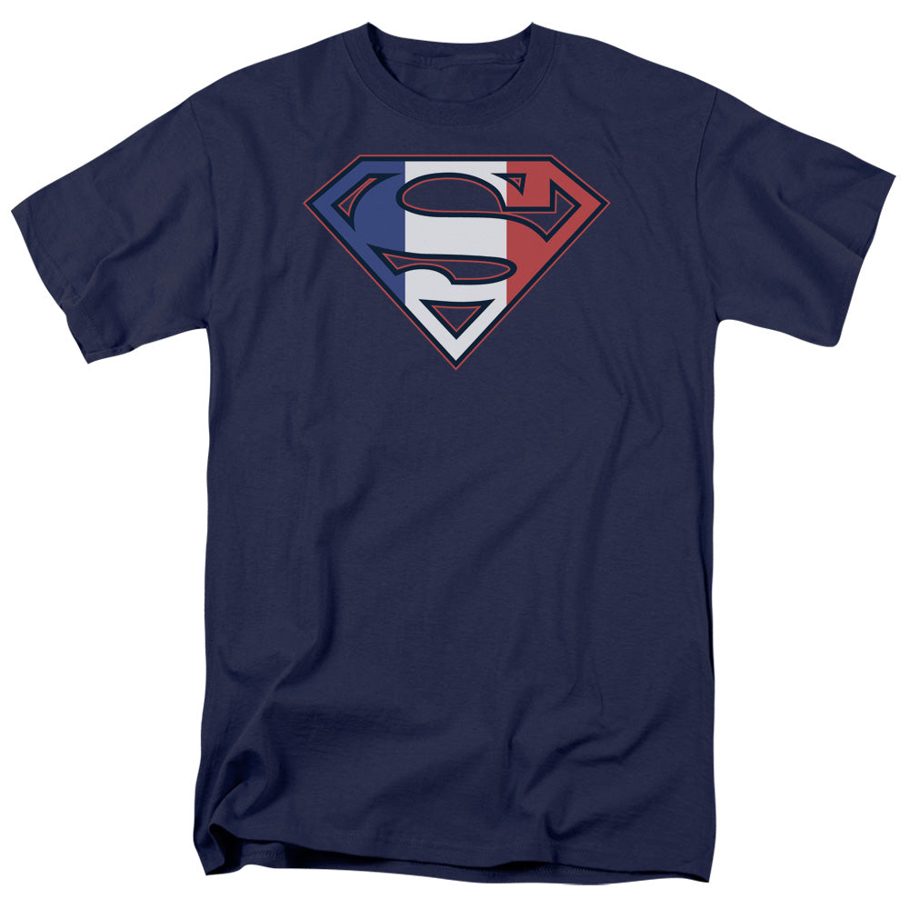 Superman French Shield Licensed Adult Unisex T-Shirt Regular Fit Tee SM-3X