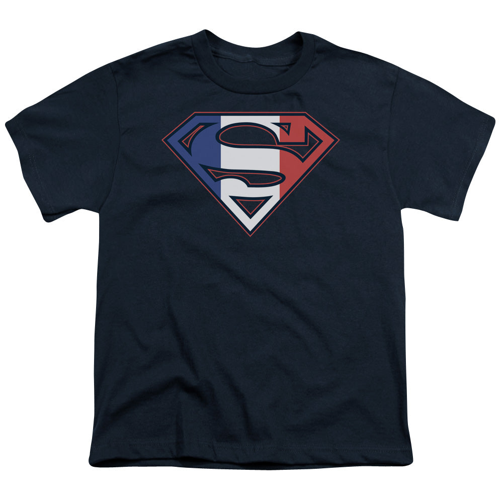 Superman French Shield Licensed Kid's T-Shirt (Ages 4-7) XS-XL