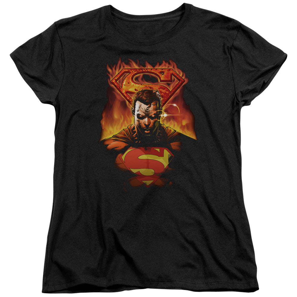 Superman Man On Fire Licensed Women's T-Shirt Regular Fit SM-XL