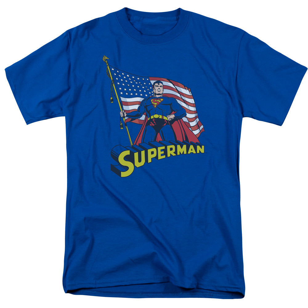 Superman American Flag Licensed Adult Unisex T-Shirt Regular Fit Tee SM-3X