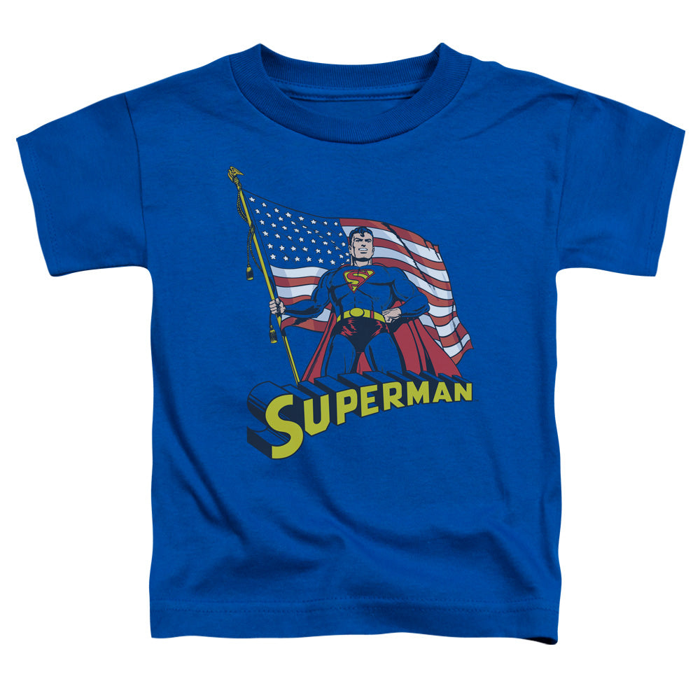 Superman American Flag Licensed Toddler T-Shirt SM-LG