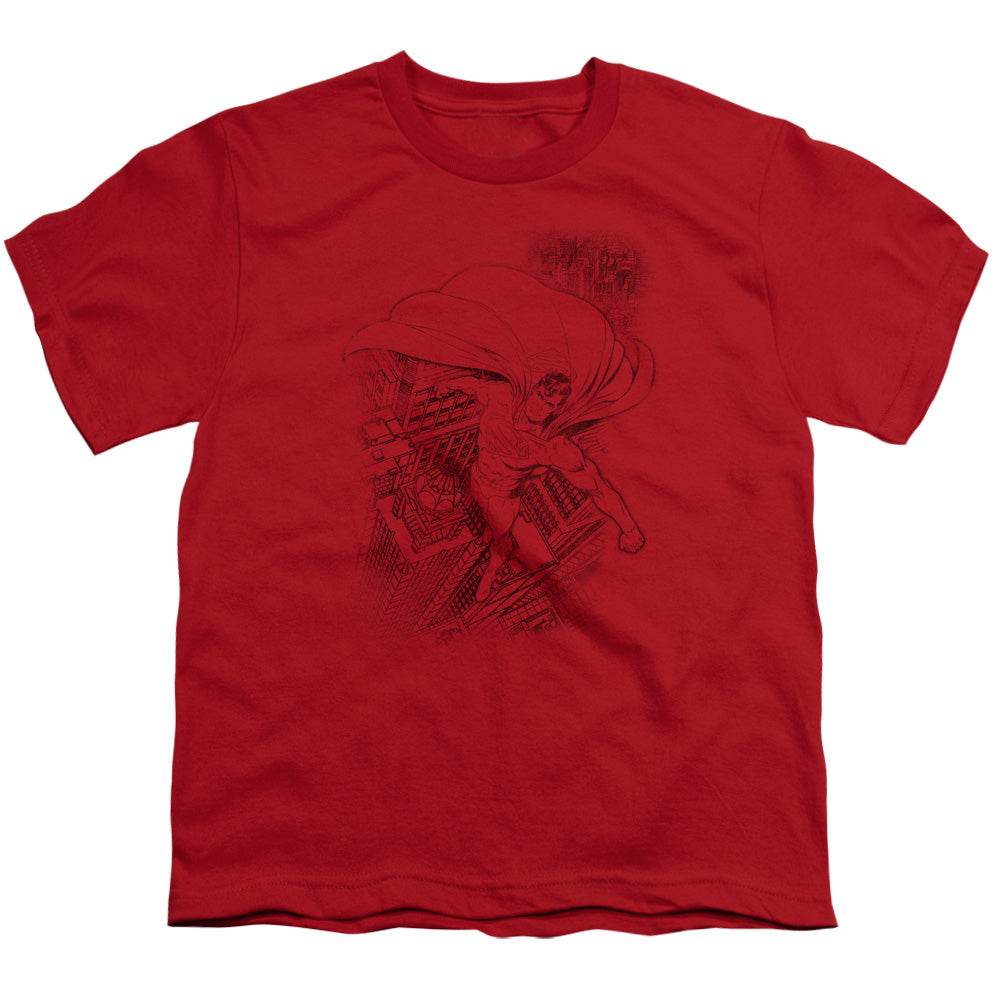 Superman In The City Licensed Kid's T-Shirt (Ages 4-7) SM