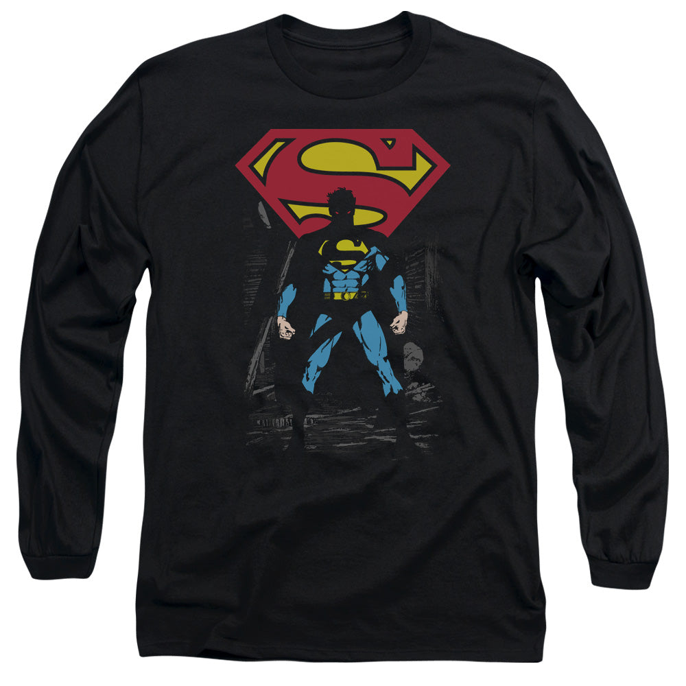 Superman Dark Alley Licensed Adult Unisex Long Sleeve T-Shirt LG