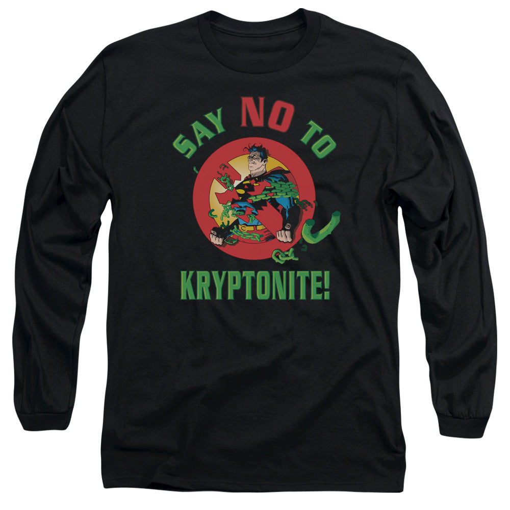 Superman Say No To Kryptonite Licensed Adult Unisex Long Sleeve T-Shirt LG-XL
