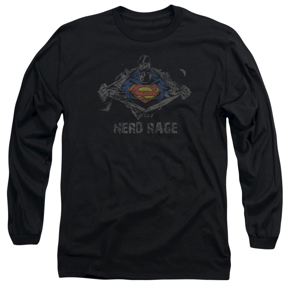 Superman Nerd Rage Licensed Adult Unisex Long Sleeve T-Shirt LG