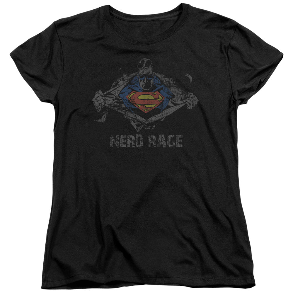 Superman Nerd Rage Licensed Women's T-Shirt Regular Fit SM