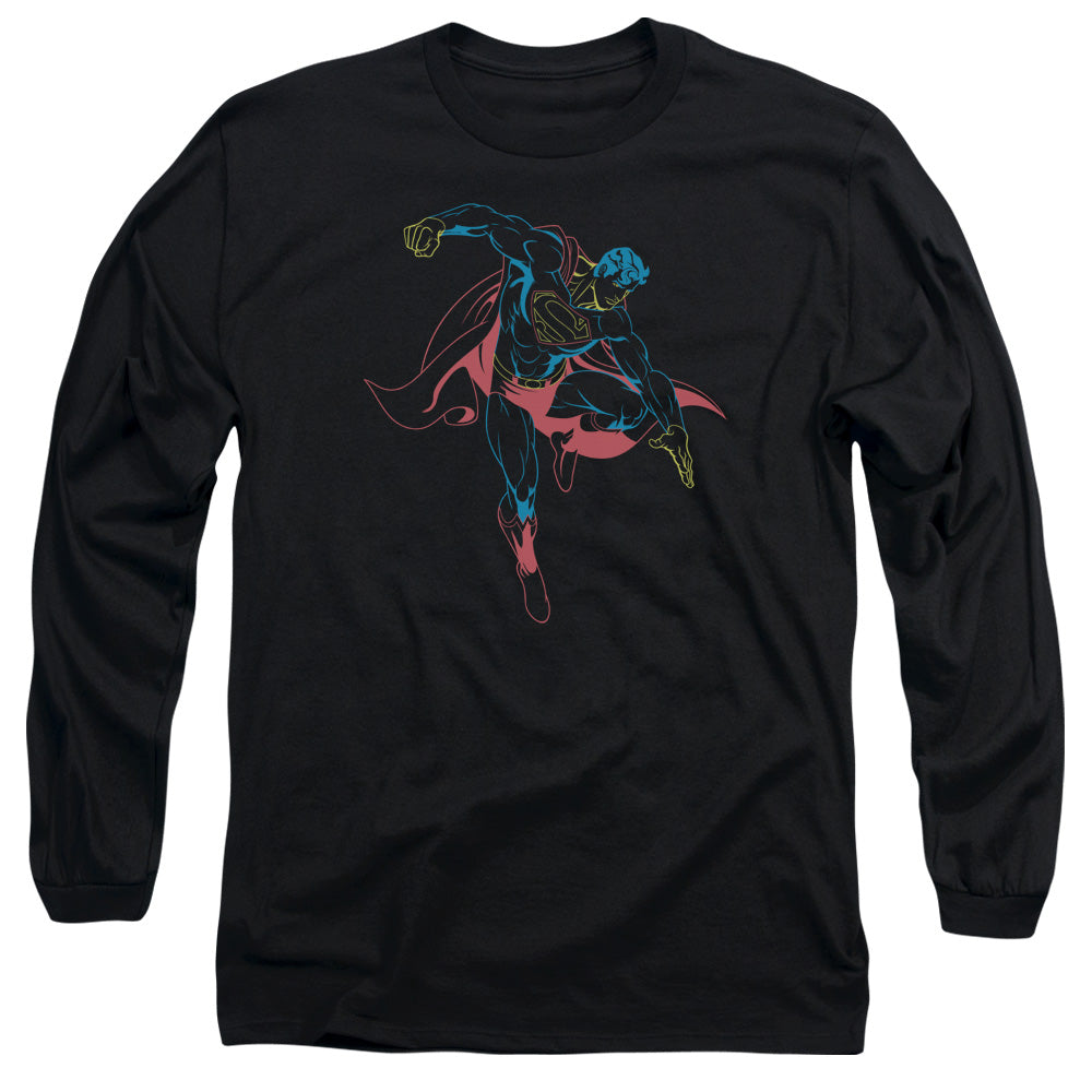 Superman Neon Superman Licensed Adult Unisex Long Sleeve T-Shirt LG