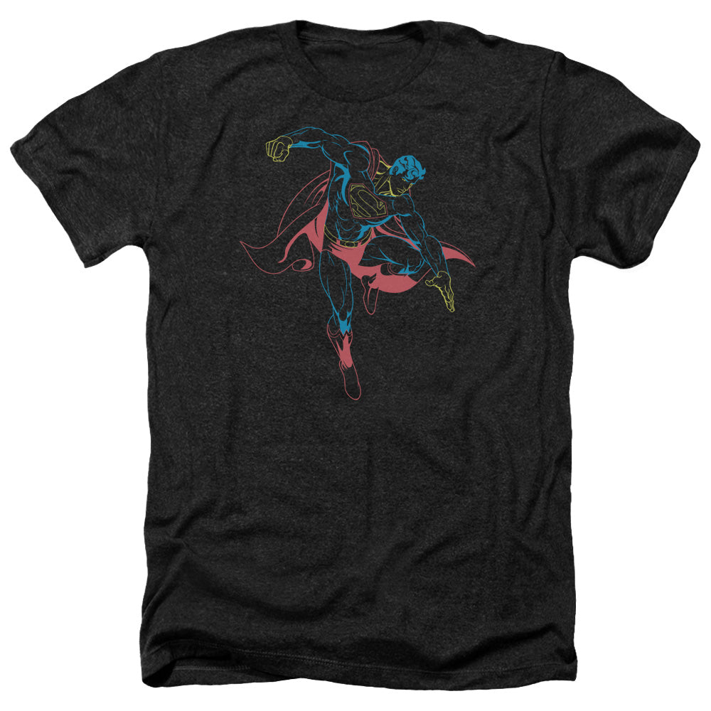 Superman Neon Superman Licensed Adult Unisex T-Shirt Heather Tee LG