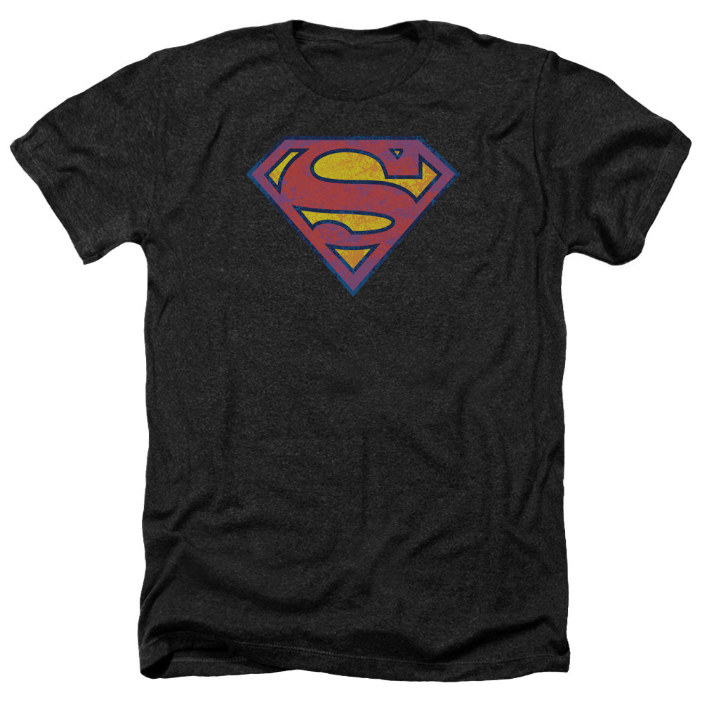 Superman Sm Neon Distress Logo Licensed Adult Unisex T-Shirt Heather Tee LG