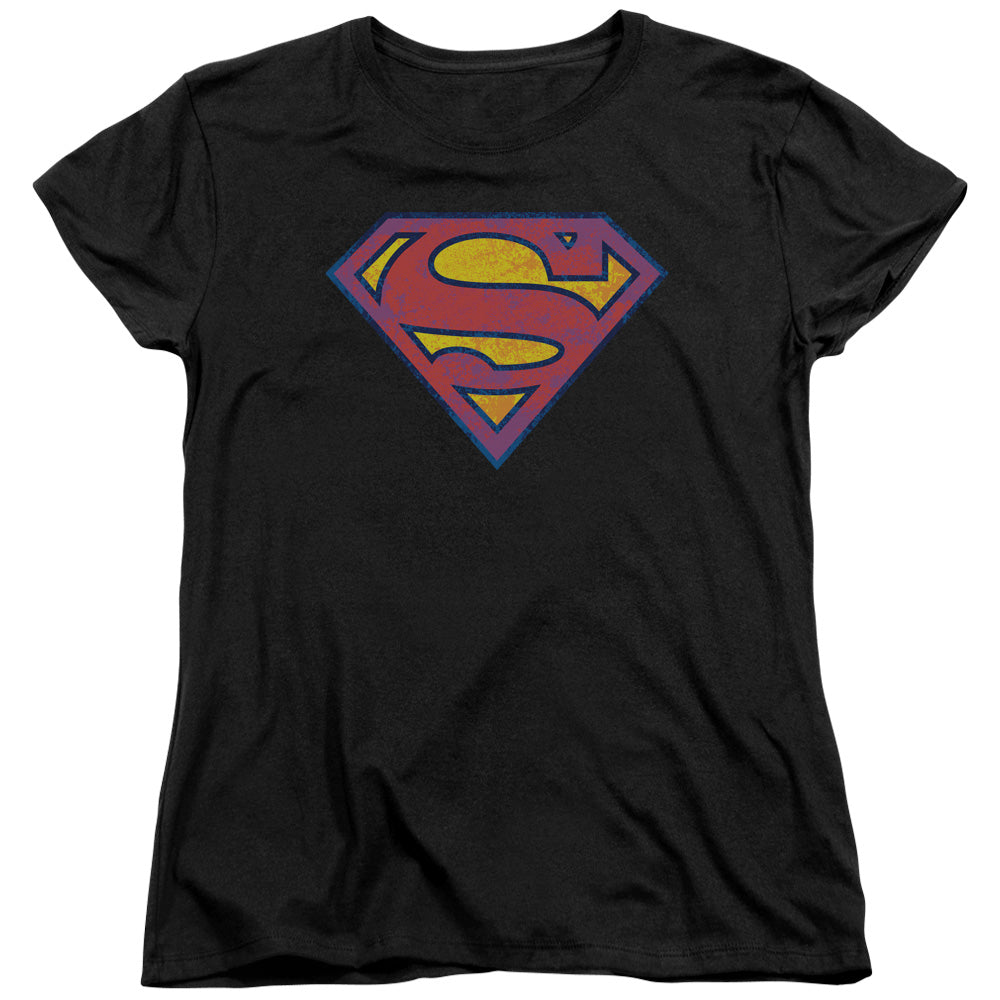 Superman Sm Neon Distress Logo Licensed Women's T-Shirt Regular Fit SM-MD