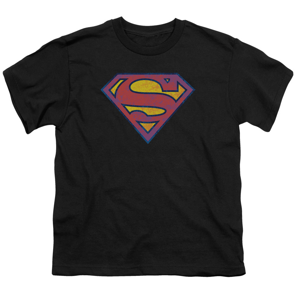 Superman Sm Neon Distress Logo Licensed Kid's T-Shirt (Ages 4-7) SM-MD