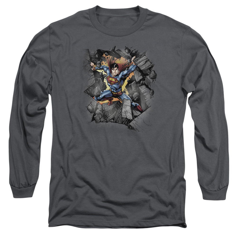 Superman Break On Through Licensed Adult Unisex Long Sleeve T-Shirt LG