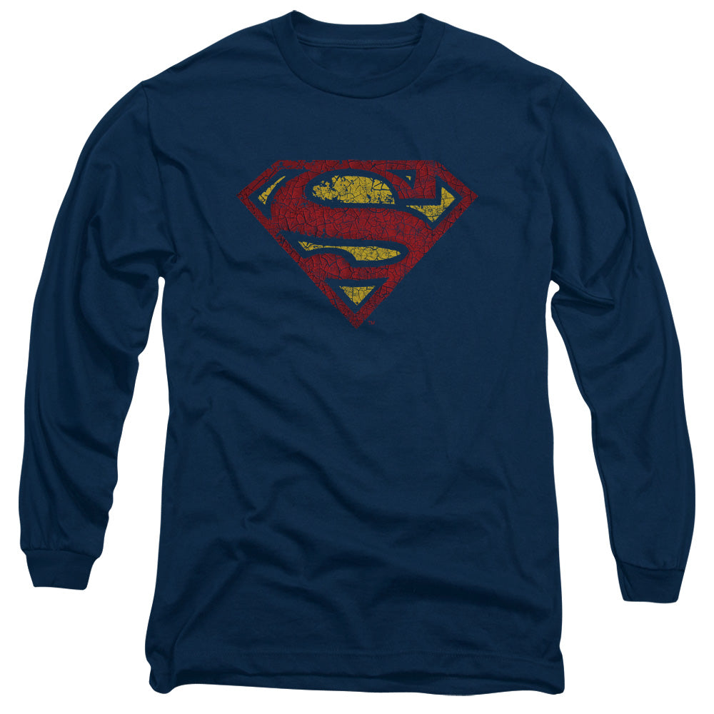 Superman Crackle S Licensed Adult Unisex Long Sleeve T-Shirt MD-LG