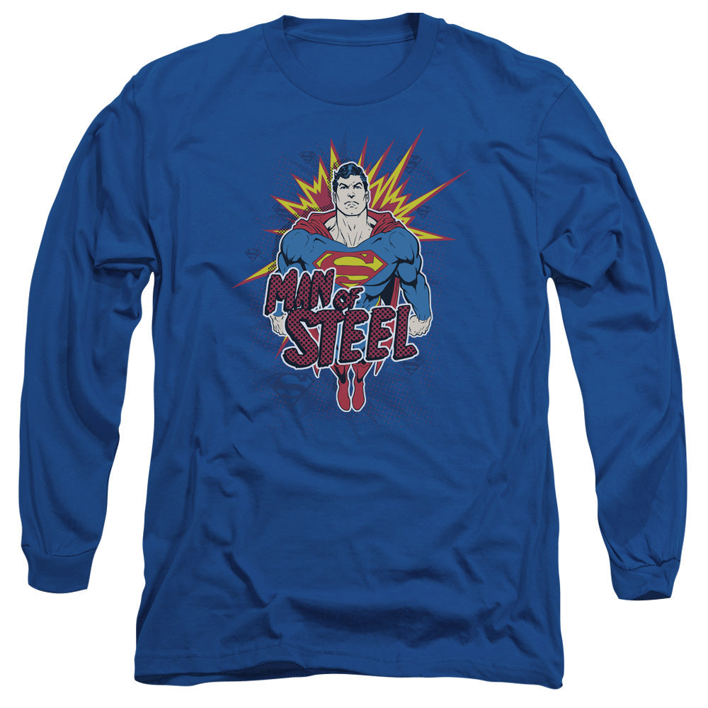Superman Steel Pop Licensed Adult Unisex Long Sleeve T-Shirt LG