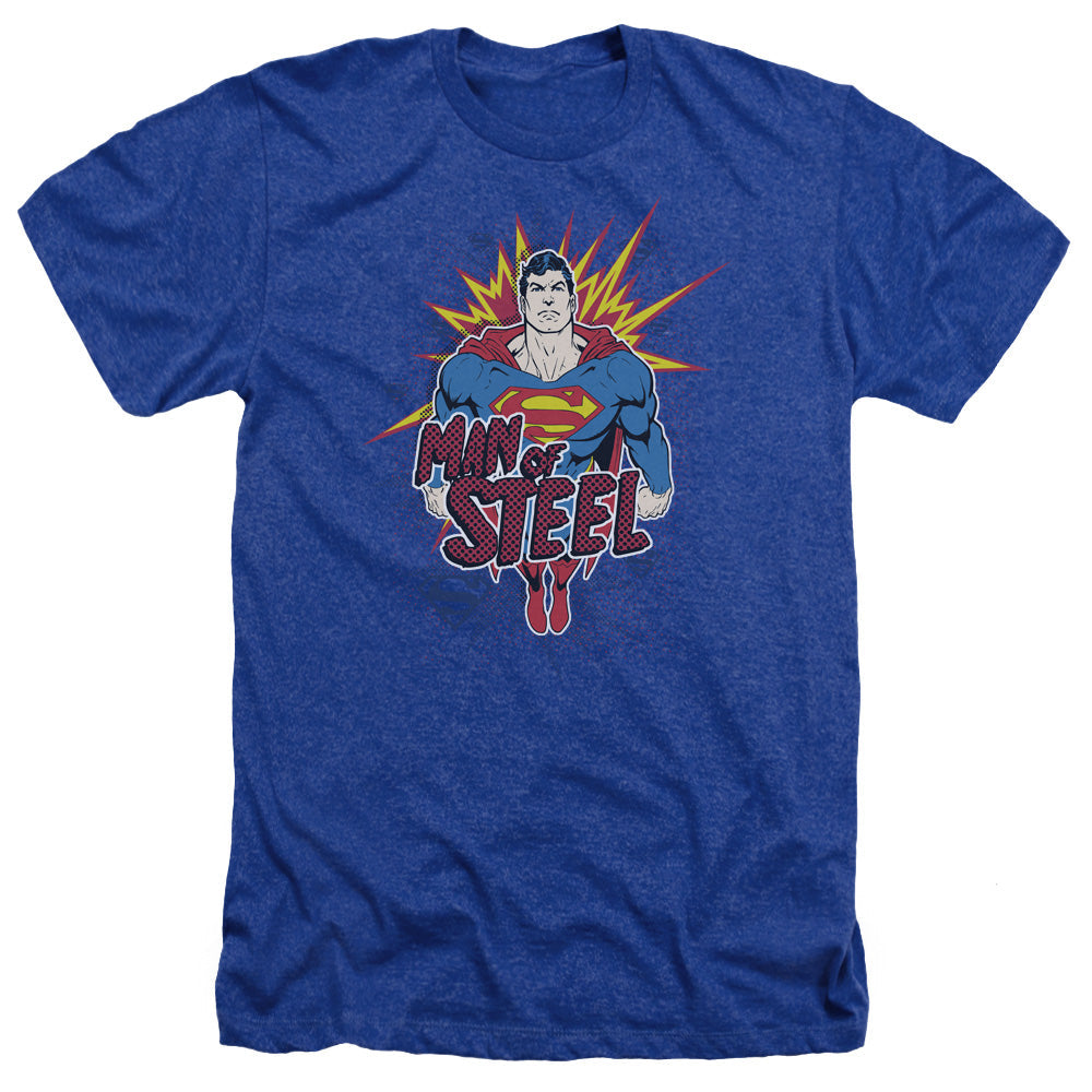 Superman Steel Pop Licensed Adult Unisex T-Shirt Heather Tee LG