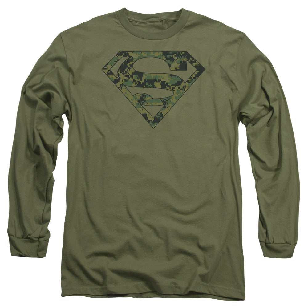 Superman Marine Camo Shield Licensed Adult Unisex Long Sleeve T-Shirt LG