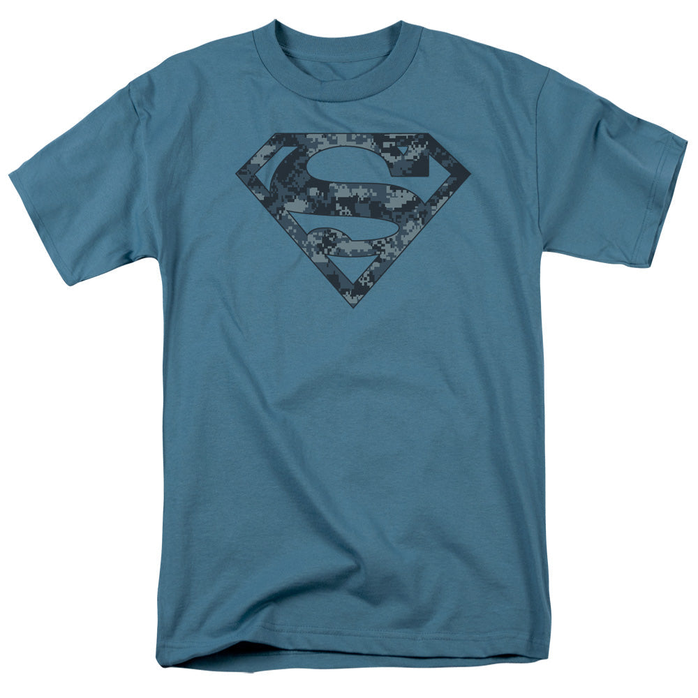 Superman Navy Camo Shield Licensed Adult Unisex T-Shirt Regular Fit Tee SM-3X