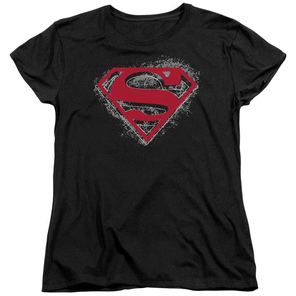 Superman Hardcore Noir Shield Licensed Women's T-Shirt Regular Fit SM