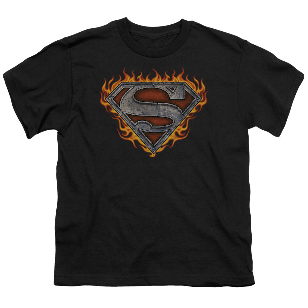 Superman Iron Fire Shield Licensed Kid's T-Shirt (Ages 4-7) SM-XL