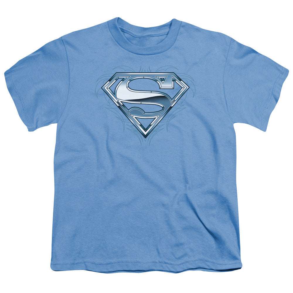 Superman Tribal Chrome Shield Licensed Kid's T-Shirt (Ages 4-7) SM-XL