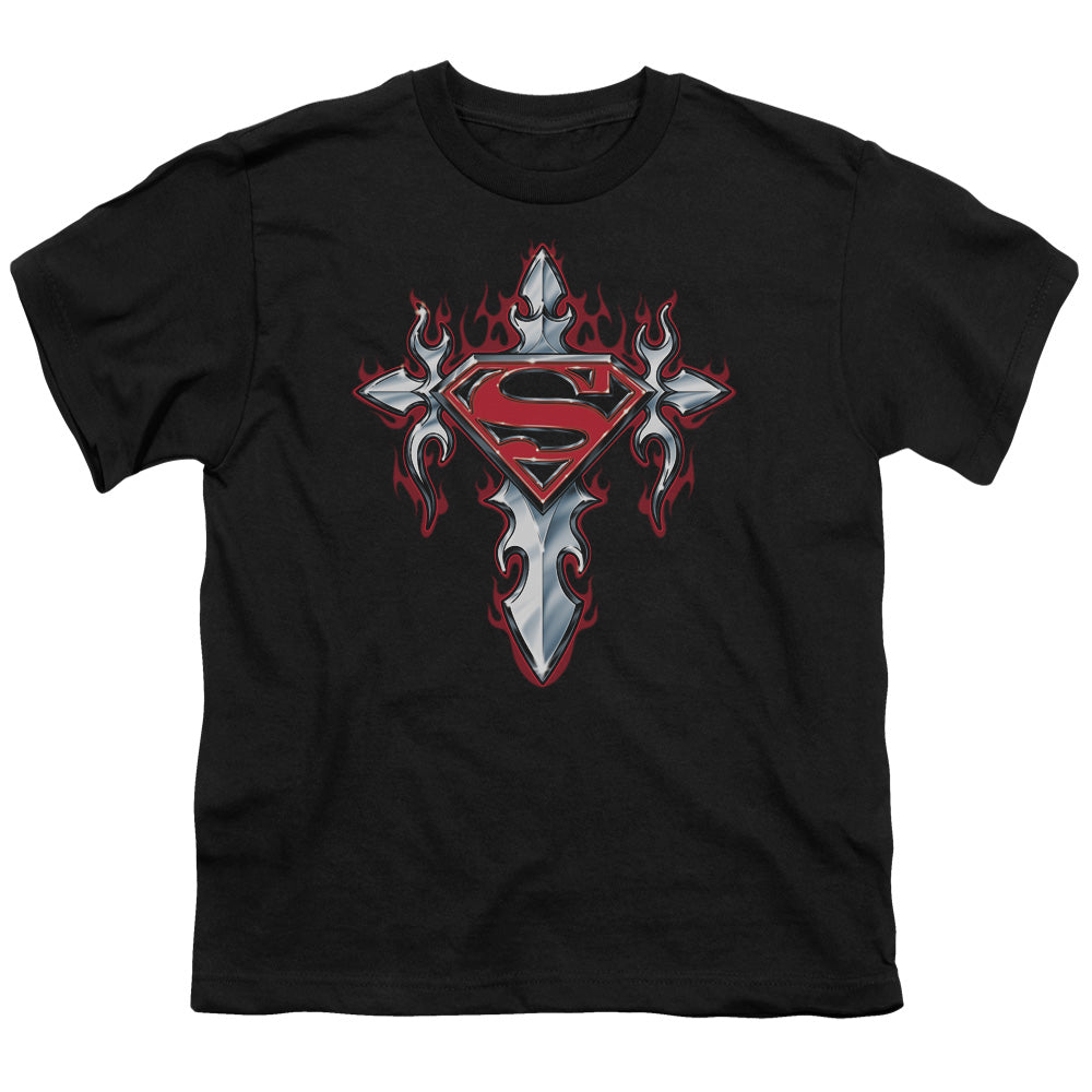 Superman Gothic Steel Logo Licensed Kid's T-Shirt (Ages 4-7) XS-XL