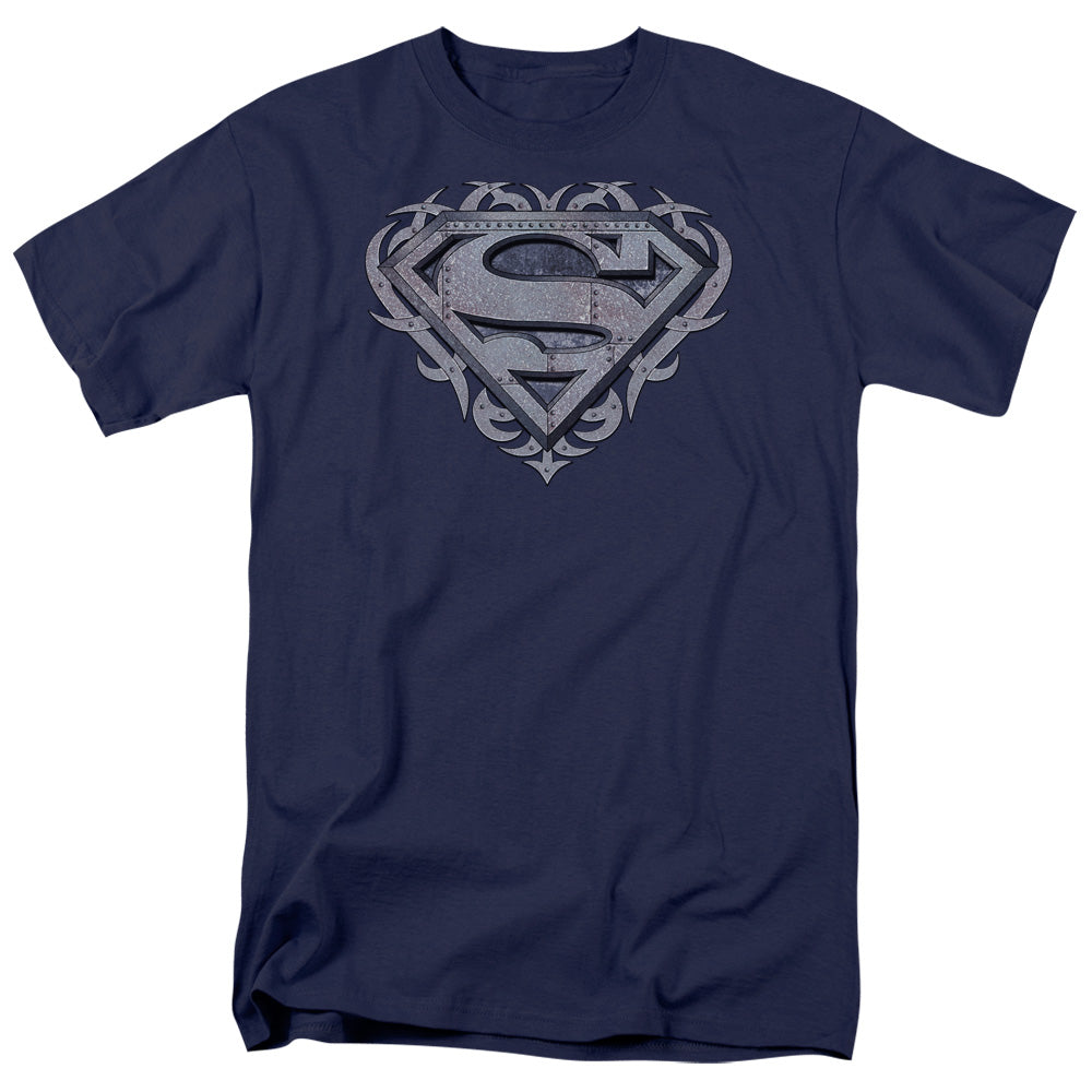 Superman Tribal Steel Shield Licensed Adult Unisex T-Shirt Regular Fit Tee SM-3X