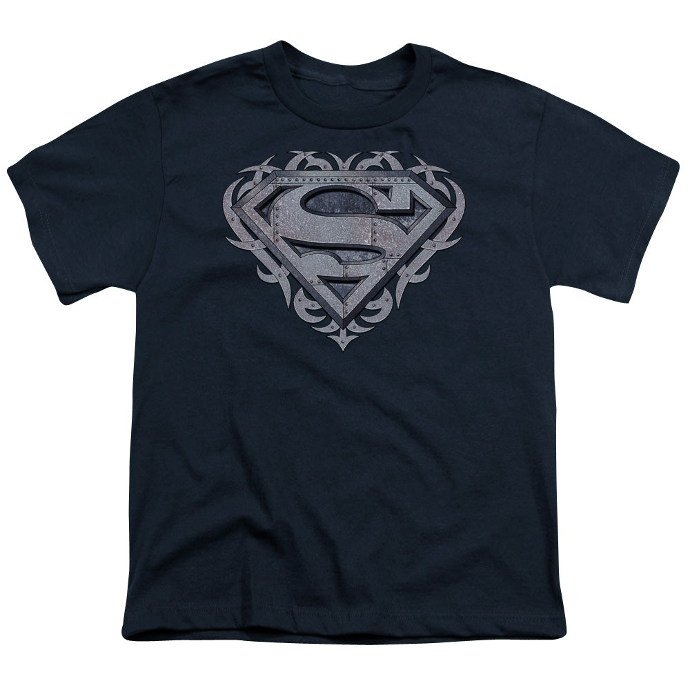 Superman Tribal Steel Shield Licensed Kid's T-Shirt (Ages 4-7) SM-XL