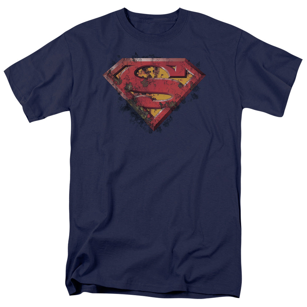 Superman Rusted Shield Licensed Adult Unisex T-Shirt Regular Fit Tee SM-3X