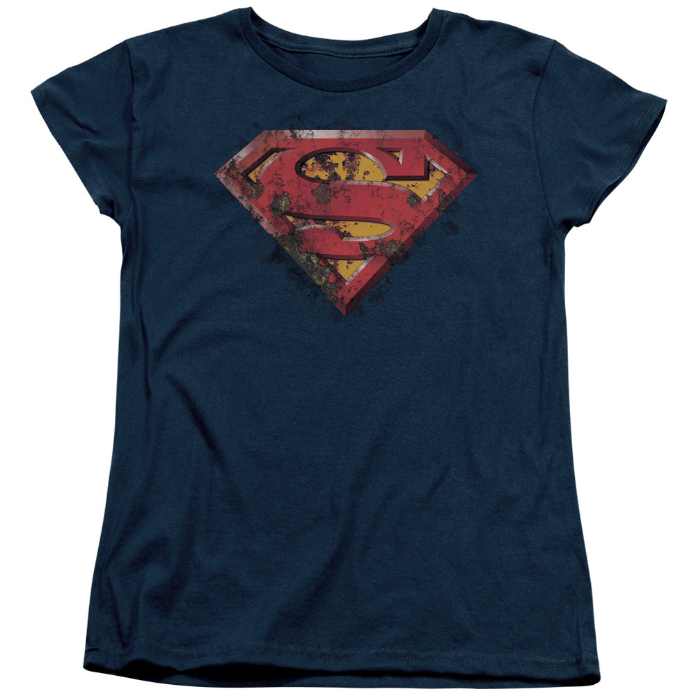 Superman Rusted Shield Licensed Women's T-Shirt Regular Fit SM-2X