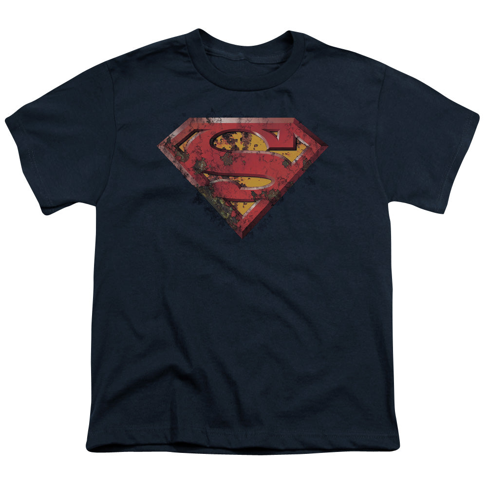 Superman Rusted Shield Licensed Kid's T-Shirt (Ages 4-7) XS-XL